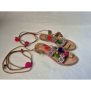 Chinese Laundry Multicolor Beaded Charm Gladiator Sandals Size 6.5